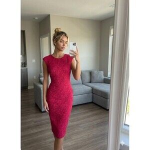 Calvin Klein Sheath Dress Sz 2 Red Lace Sleeveless Romantic Old Money Date Night